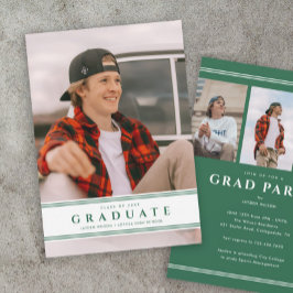Invitación Sencilla y deportiva graduación en verde y blanco