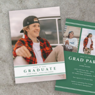 Invitación Sencilla y deportiva graduación en verde y blanco
