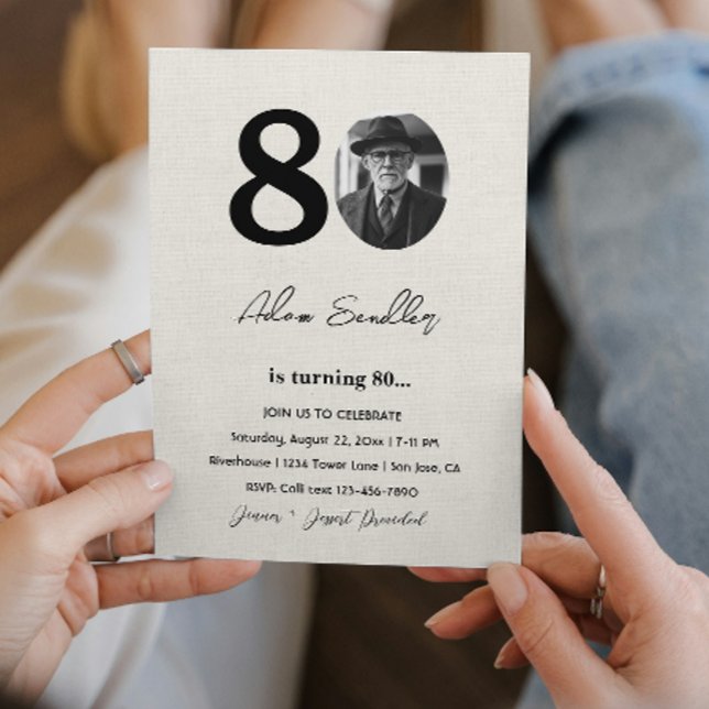 Invitación Sencilla y elegante 80ª fiesta de cumpleaños Canva (Subido por el creador)