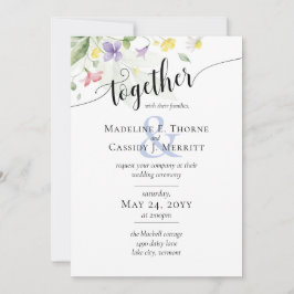 Invitación Sencilla y elegante acuarela Flores salvajes Boda