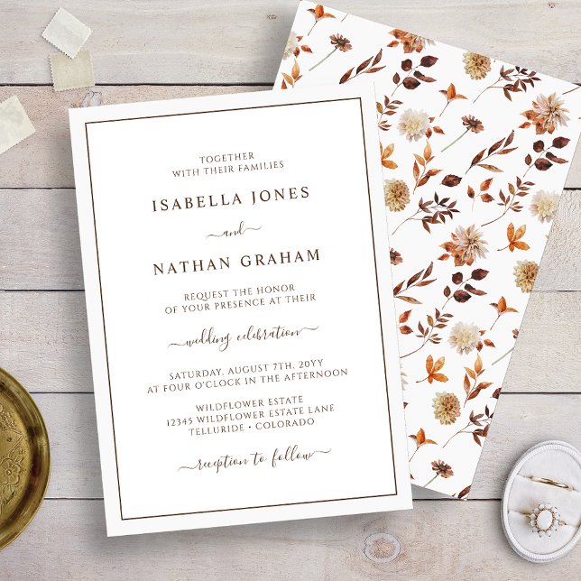 Invitación Sencilla y elegante Boda de hojas de otoño (Simple Elegant Fall Leaves Wedding Invitation
)