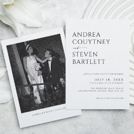 Invitación Sencilla y elegante boda en foto en blanco y negro