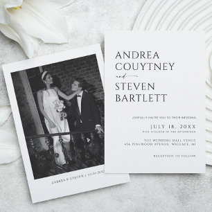 Invitación Sencilla y elegante boda en foto en blanco y negro