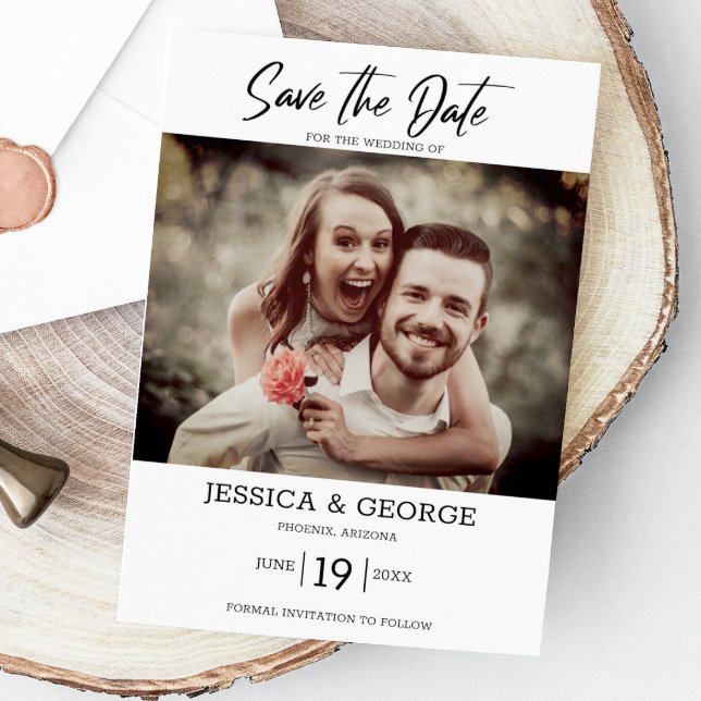 Invitación Sencilla y elegante boda fotográfica Guardar la fe (Capture elegance with our stylish Save the Date, setting the tone for your unforgettable day!)