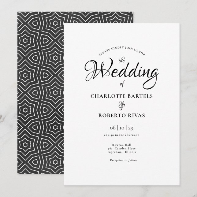 Invitación Sencilla y elegante boda marroquí (Anverso / Reverso)