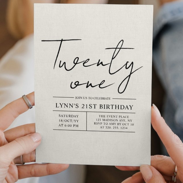 Invitación Sencilla y elegante canva blanca fiesta de 21 años (Subido por el creador)