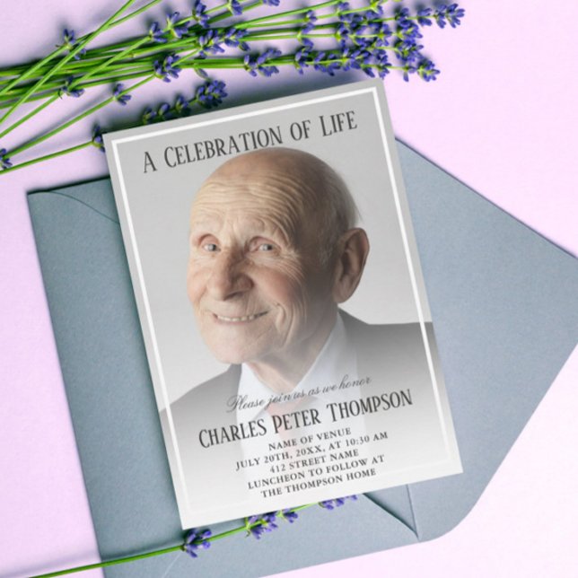 Invitación Sencilla y elegante celebración de la vida con fot (Subido por el creador)