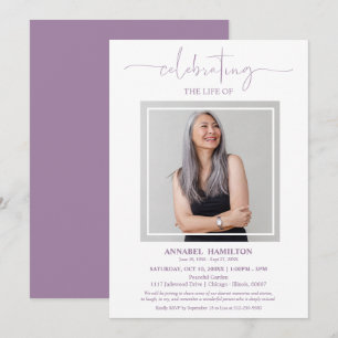 Invitación Sencilla y Elegante Celebración de la Vida Funeral