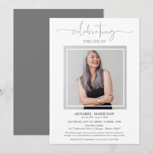 Invitación Sencilla y elegante celebración de la vida Funeral