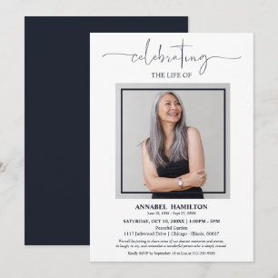 Invitación Sencilla y elegante celebración de la vida Funeral
