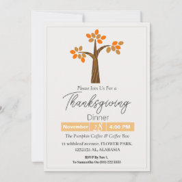 Invitación Sencilla y elegante cena de Acción de Gracias Flor
