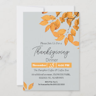 Invitación Sencilla y elegante cena de Acción de Gracias Flor