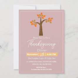 Invitación Sencilla y elegante cena de Acción de Gracias Flor