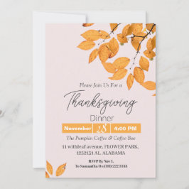 Invitación Sencilla y elegante cena de Acción de Gracias Flor