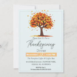 Invitación Sencilla y elegante cena de Acción de Gracias Flor