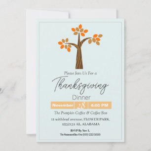 Invitación Sencilla y elegante cena de Acción de Gracias Flor