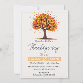 Invitación Sencilla y elegante cena de Acción de Gracias Flor
