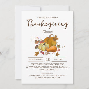 Invitación Sencilla y elegante cena de Acción de Gracias Flor