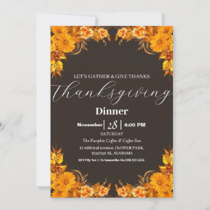 Invitación Sencilla y elegante cena de Acción de Gracias otoñ