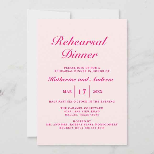 Invitación Sencilla y elegante cena de Boda moderno (Anverso)