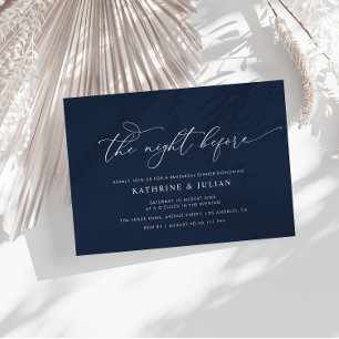 Invitación Sencilla y elegante cena de ensayo azul de la Mari
