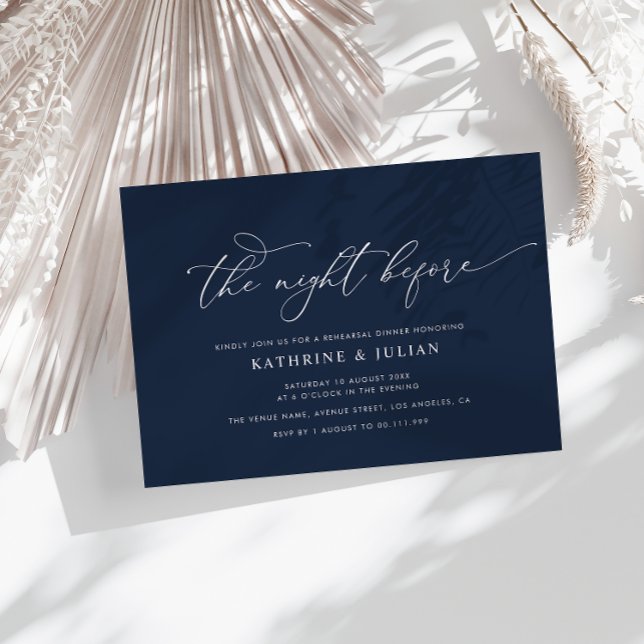 Invitación Sencilla y elegante cena de ensayo azul de la Mari (Subido por el creador)
