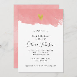Invitación Sencilla y elegante Corazón color rosa Ducha de no