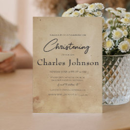 Invitación Sencilla y elegante cristiandad de hijo rústico