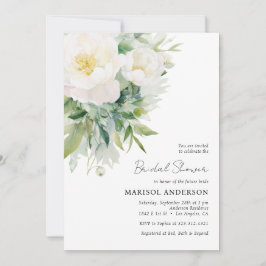 Invitación Sencilla Y Elegante Ducha Bridal Floral Blanca