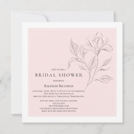 Invitación Sencilla Y Elegante Ducha Bridal Floral Blanco Ros