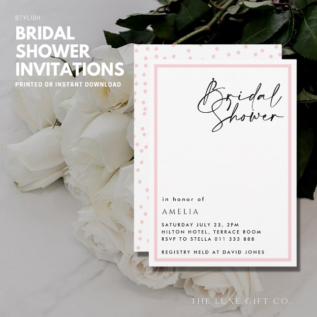 Invitación Sencilla y elegante ducha de novia con guión rosad (Subido por el creador)