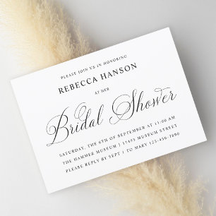 Invitación Sencilla y elegante ducha de novia en blanco y neg
