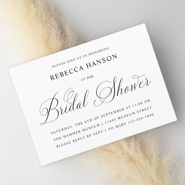 Invitación Sencilla y elegante ducha de novia en blanco y neg (Subido por el creador)