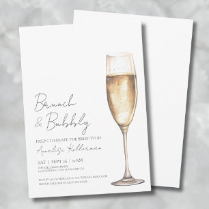 Invitación Sencilla y elegante ducha de novias con champán