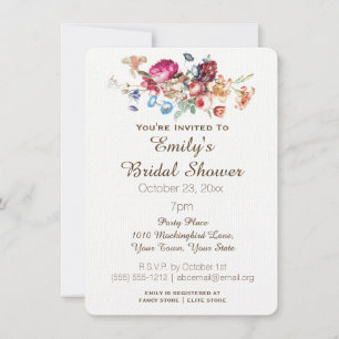 Invitación Sencilla Y Elegante Ducha De Novias Florales Vinta