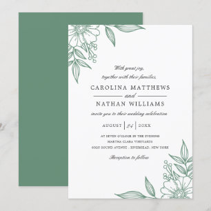 Invitación Sencilla y elegante esquina floral Boda Mint