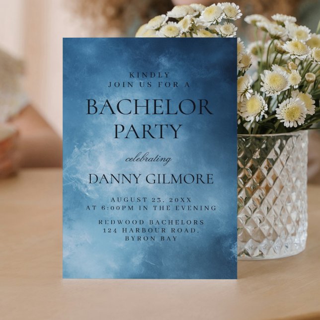 Invitación Sencilla y elegante fiesta de soltero azul oscuro (Subido por el creador)