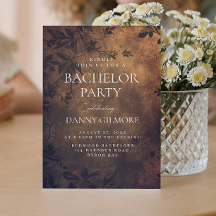 Invitación Sencilla y elegante fiesta de soltero floral oscur