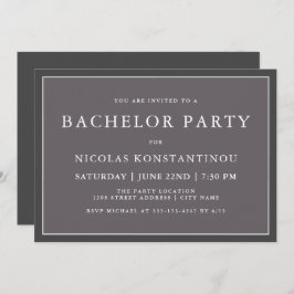 Invitación Sencilla y elegante fiesta de soltero gris oscuro