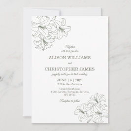 Invitación Sencilla y elegante flora conrners boda sage