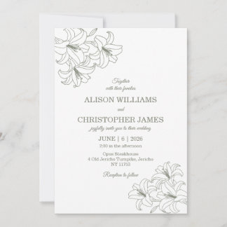 Invitación Sencilla y elegante flora conrners boda sage