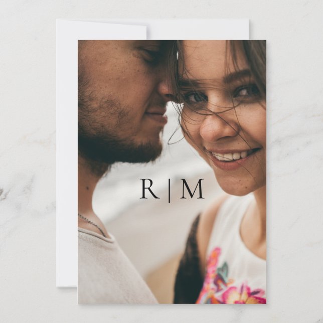 Invitación Sencilla y elegante foto Boda tradicional monogram (Reverso)