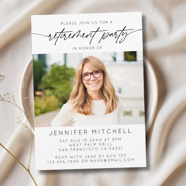 Invitación Sencilla y elegante foto del Fiesta de retiro de g (Subido por el creador)