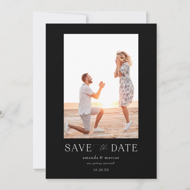 Invitación Sencilla y elegante foto Guardar la fecha (Anverso)