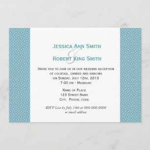 Invitación Sencilla y elegante recepción de boda azul real