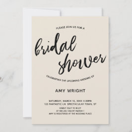 Invitación Sencilla y moderna escritura a mano ducha de novia