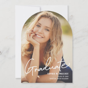 Invitación Sencilla y moderna foto de graduado de guión manus