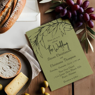 Invitación Sencilla y moderna foto de una rama de olivo verde