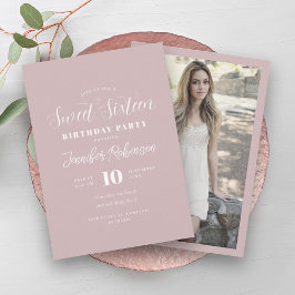 Invitación Sencilla y moderna foto Rubor rosa dulce 16 Diecis