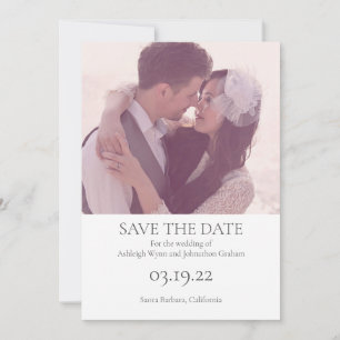 Invitación Sencilla y moderna Guardar la fecha con foto